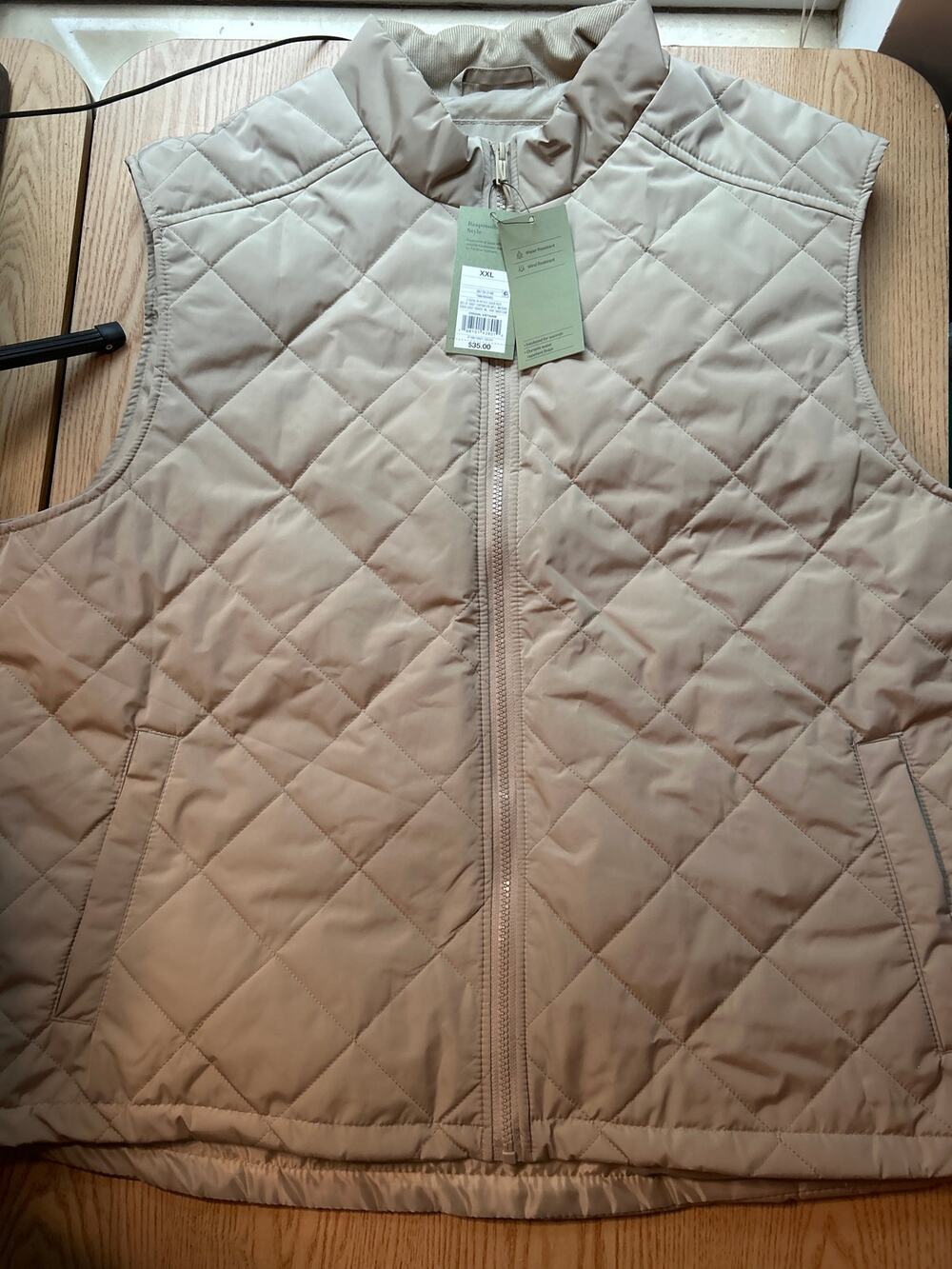 New Men's Goodfellow & Co. Insulated Vest Water/Wind Resistant Tan Lt Khaki XXL